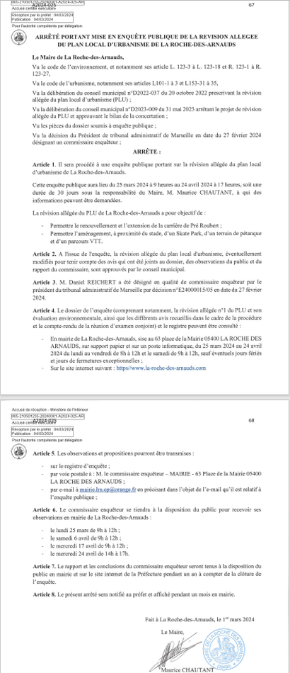 AVIS D'ENQUÊTE PUBLIQUE : Révision du Plan Local D'Urbanisme :