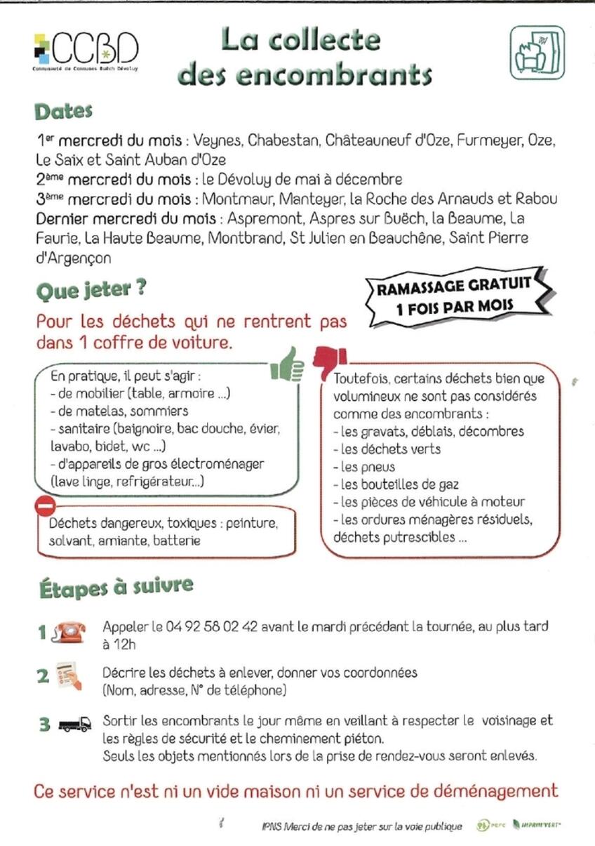 Collecte des ENCOMBRANTS Collecte des ENCOMBRANTS