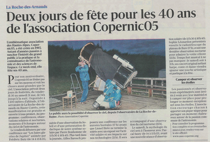 Deux jours de fête pour l'association Copernic 05 Deux jours de fête pour l'association Copernic 05